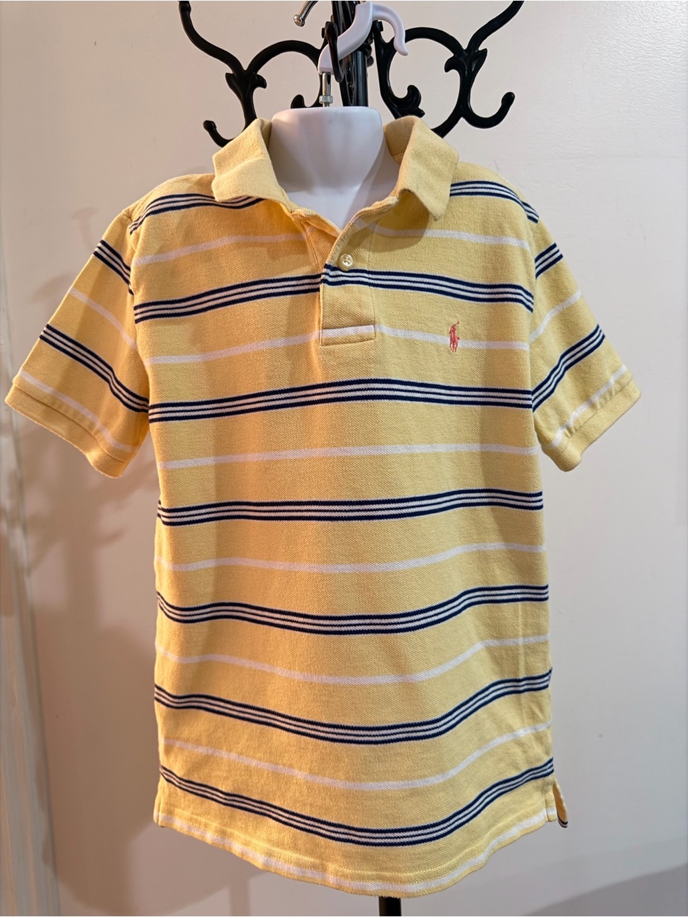 Ralph Lauren Kids Yellow Striped Polo Shirt Size M 10/12